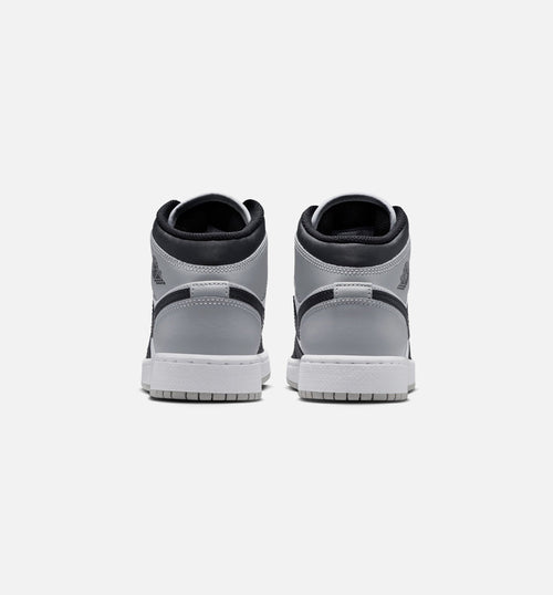 Air Jordan 1 Mid Grade School Lifestyle Shoe - White/Light Smoke Grey/Black