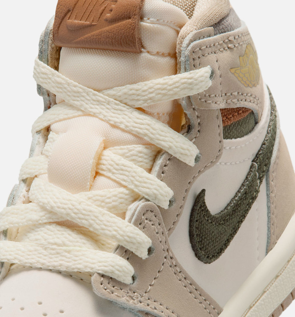 Air Jordan 1 Retro High OG Infant/Toddler Lifestyle Shoe - Khaki/Sail/Coconut Milk/Cargo Khaki